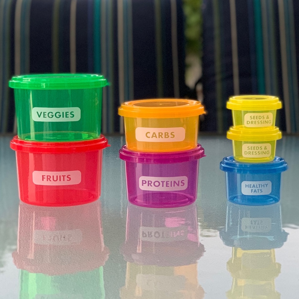 Portion Control Container Kit, Meal Prep Round Food Storage 7-Container Set